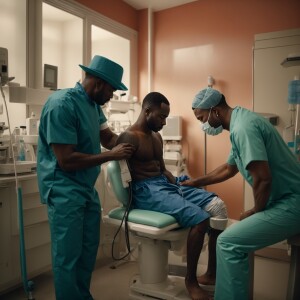 A black man receives a buttock injection from a healthcare provi...