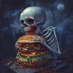 Create a hyper-detailed, vivid fantasy image of a terrifying ske...