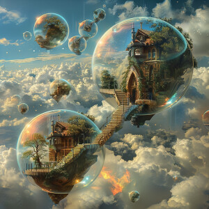 Imagine a surreal dream where you enter a realm of diverse unive...