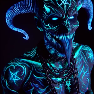bioluminescent art combined with horrorcore conjuring of a macab...