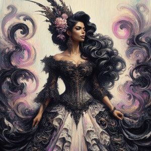 A full body portrait woman with a curvy semi muscular figure wea...