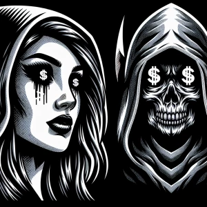 Create an ultra-high-resolution, 8K image of a female Grim Reape...