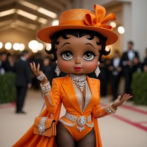 Design an image of Betty Boop reenvisioned with a dark chocolate...