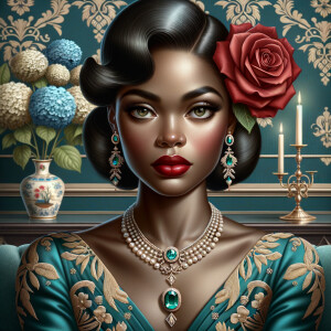 An elegant portrait of a light-skinned African-American Hawaiian...