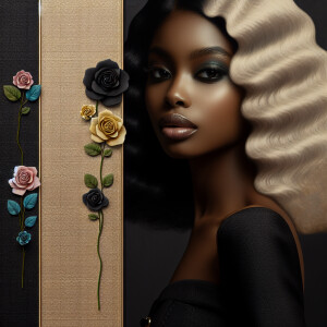 Create a vertical 3-D portrait of a light-skinned African-Americ...