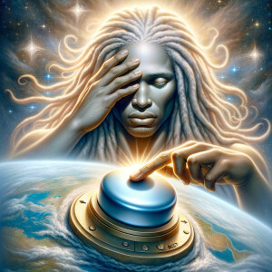 Depict a light-skinned African-American Jesus Christ with long,...