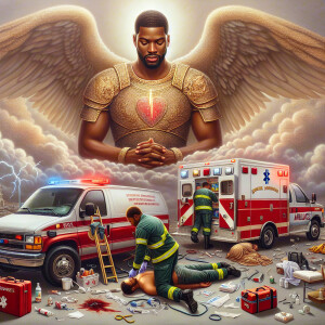 Create a realistic 3D oil painting depicting a scene of emergenc...