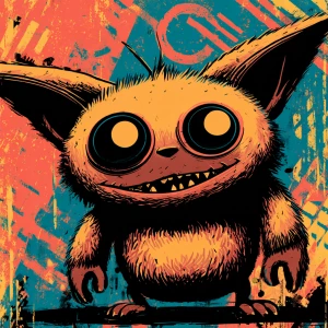 Stylized character  portrait of a mischievous designer toy creat...