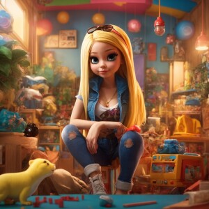 create a cartoon version of Avril Lavigne in her Sk8r boi music...