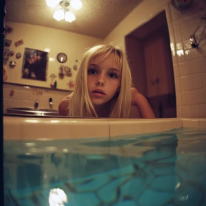 blonde girl mirror selfie circa 2008 nightlife middle-school poo...