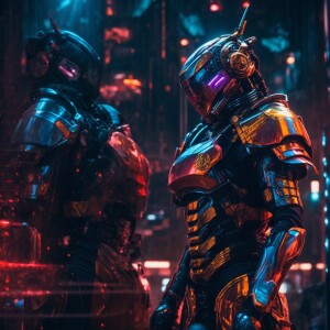 Cyborg's samurais,  HDR, masterpiece, ultra-detailed, ultra-real...