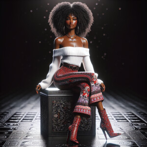 A 4K glossy oil painting of a regal large full-figure African Am...