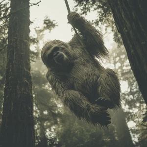 A large manical humanoid looking hair covered sasquatch reaches...
