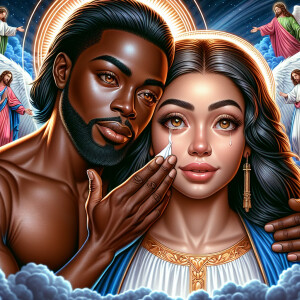 Ensure that the image distinctly represents both Jesus Christ an...
