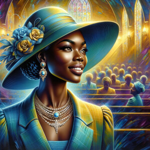 A spiritually enriching illustration portrays an African America...