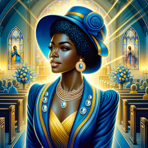A spiritually enriching illustration portrays an African America...