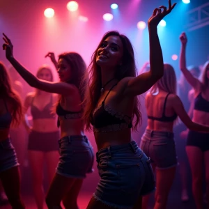 Generate an image of a stylish fashionable girls dancing activel...