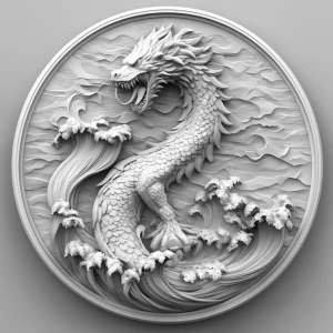 Design a high-contrast grayscale 3d bas relief of the lockness m...