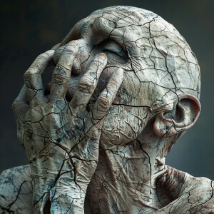 A person with dry, wrinkly skin is depicted in super high resolu...