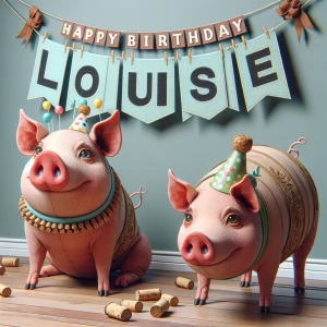 make the banner 
say Happy Birthday Louise
add a couple of cor...