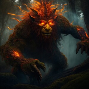 In the shadowy depths of a desolate forest, a cimmerian solar tr...