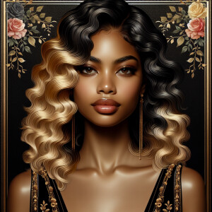 Create a vertical 3-D portrait of a light-skinned African-Americ...