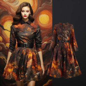 Design an oil painting-inspired, Halloween-themed pattern that b...