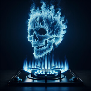 Imagine the blue flame of a gas herd that is drawing the face of...