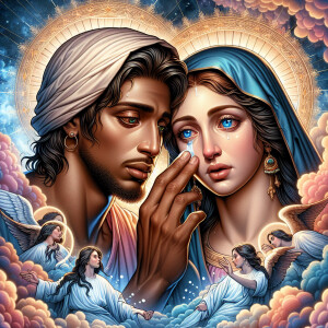 Ensure that the image distinctly represents both Jesus Christ an...