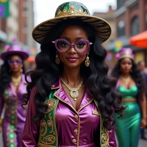 Dark brown African American Betty Boop with long hair, hazelnut...