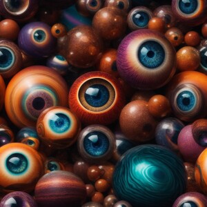 Create a collection of hyper-realistic 3D eyeballs, each with an...