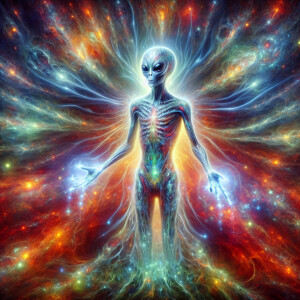 An otherworldly extraterrestrial being radiating a brilliant and...