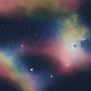 A background full of cosmic watercolor artwork, full celestial s...
