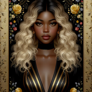 Create a vertical 3-D portrait of a light-skinned African-Americ...