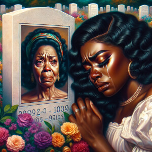A beautiful light-skinned African-American woman with long wavy...