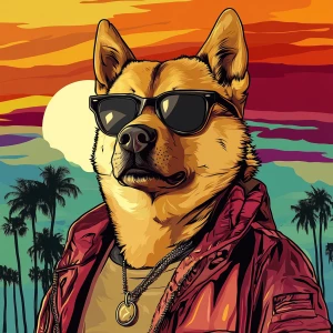 MEME DOGE in GTA art style — — in the style of a Grand Theft Au...