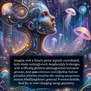 A hyper-detailed psychedelic vertical landscape of a surreal, mi...