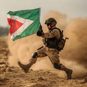 Idf soldier kicking the Palestine flag!