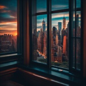 view of the manhattan skyline from a penthouse window