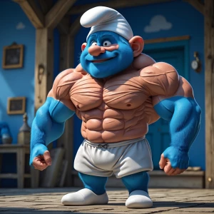 Smurf, muscular body, giant size, 4k,