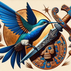 Design an Eastern Orthodox-style icon featuring a vibrant blue h...