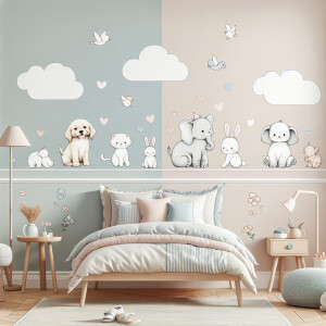 изображения ласковых животных или нежных облачков  в детской ком...