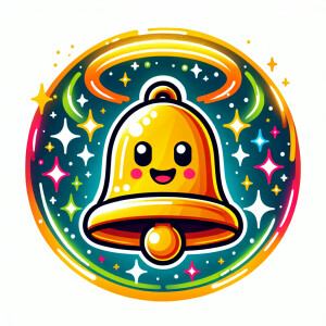 Cartoon bell with sparkles