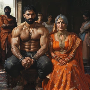 Digital art 1:1, a muscular sweaty man with a well-built physiqu...