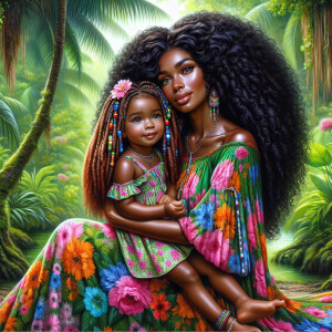 A tender depiction of a Bohemian mother with her child, both sty...