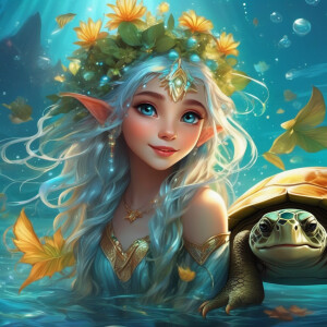 adorable happy girl elf fairy water trolls with sparkling univer...