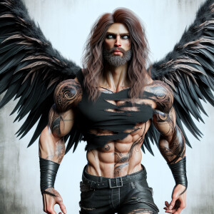 Create a vivid description of a towering character standing at 7...