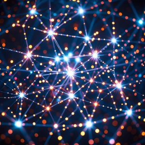 A mesmerizingly intricate network of glowing, interconnected nod...