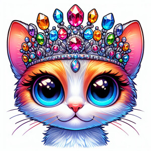 A stunning cartoon cat  gazing directly at the camera while wear...