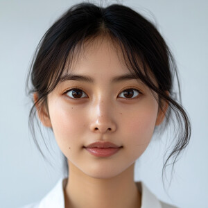 Create an image of a 21-year-old cute Japanese woman with baby f...